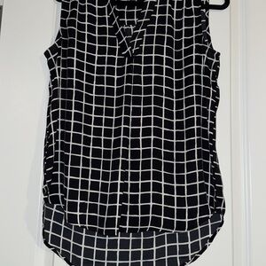 Jones New York Black and White Checkered Blouse